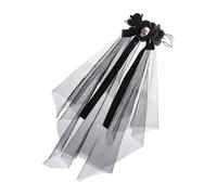 XAGMODSHN Velo de disfraz de bruja con elegante lazo, tocado para fiesta de Halloween, disfraz de bruja