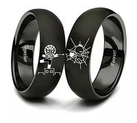 XAHH Anillo de pareja con corona de Spiderman para él y ella, capturado por tu amor para siempre juntos, anillo de acero inoxidable, aniversario, promesa de boda, 5 UK, Metal, Sin piedras preciosas