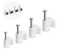 Xahpower 400 Piezas Grapas Cable Pared, Clips de Cable Redondo, 4 Tamaños, Gestión de Cables para Cable de Alimentación, Cable Ethernet, USB, Casa y Oficina, 4mm/6mm/8mm/10mm