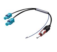 Xahpower Adaptador Antena Radio Coche con Amplificador, Adaptador de Antena Coche Dual Fakra Z a DIN para Receptor de Radio de Vehículo, Unidad Principal GPS