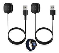 Xahpower Cargador para Fitbit Versa 3, 2PCS Cables Cargador USB Compatible con Versa 3 / Versa 4 / Sense/Sense 2 Smartwatch - 100 CM