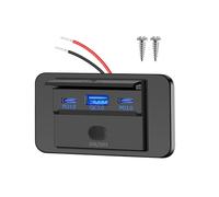 Xahpower Enchufe USB de 12 V, 36 W Dual PD3.0 USB C y QC3.0 USB A para teléfono móvil, carga rápida, resistente al agua, cargador con interruptor, compatible con autocaravanas de 12 V/24 V, coche