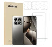 Xahpower Set de 3 Protectores de Cristal Templado y Set de 3 Protectores de Cámara para Xiaomi 14T - Dureza 9H, Instalación sin Burbujas, Resistente a las huellas dactilares y al aceite