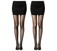 XALFST Medias de Rejilla Mujer Pack de 2, Medias de Rejilla Negras Elásticas y Cómodas, Pantimedias de Malla de Cintura Alta Resistentes para Fiesta, Clubwear y Diario