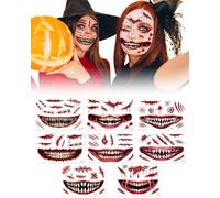 XALFST Tatuajes Heridas Halloween, 8 Pegatinas Cicatrices Realistas para Maquillaje Zombie. Adhesivo Seguro y Resistente al Agua para Efectos Sangrantes en Cosplay y Fiestas.