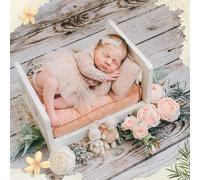 Xanewza Blanco Cama Foto Apoyo, Apoyo De Fotografía Recién Nacido, Recién Nacido Posando En La Cama Minicama, Cama De Madera Vintage Bebé Foto Props Muñeca Cama Nido De Mascotas