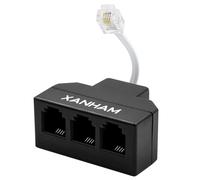 XANHAM Cable RJ11 divisor de 3 vías 6P4C, adaptador de cable de línea telefónica con cable de 3 pulgadas para cable de teléfono fijo, negro, AV01303