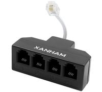 XANHAM Cable RJ11 divisor de 4 vías 6P4C adaptador de cable de línea telefónica con cable de 3 pulgadas para cable de teléfono fijo, negro, AV01403