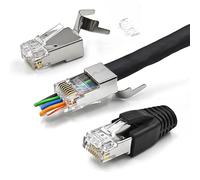XANHAM Paquete de 30 conectores RJ45 blindados Cat7 Cat6A de red modular de 50μ chapado en oro para Cat 6, Cat 6A, Cat 7 y Cat 8 con botas de alivio de tensión