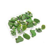 XANHOY 30 chinchetas de madera con diseño de cactus para pulgar de hoja decorativa