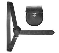 XANHOY Cinturón vintage de piel sintética con bolsillo para monedas, cinturón de vestir para fiesta temática medieval con patrón en relieve, suministros de cosplay, Black, # B