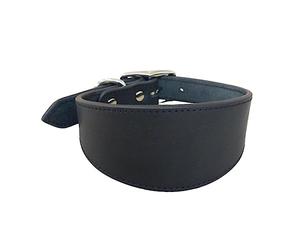 XANHOY Collar ancho acolchado para perros, de piel auténtica, collares para cachorros, para lurchers, galgos italianos, accesorios cómodos para perros