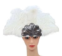 XANHOY Diadema de plumas con lentejuelas para mujer, tocado exagerado con banda elástica para carnaval, fiestas y vísperas especiales