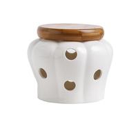 XANHOY Elegante tarro de almacenamiento hueco con tapa, recipiente hueco para ajos, caja organizadora para objetos pequeños, tarro de almacenamiento blanco