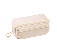 XANHOY Estuche multifuncional para bolígrafos, 9 compartimentos, gran capacidad, con cremallera, para estudiantes, beige, 21*8 cm
