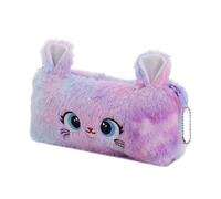 XANHOY Estuche para lápices de dibujos animados de gatos de gran capacidad, estuche de felpa para lápices, bolsa de papelería, rotulador, organizador de lápices, Color morado, 20*10 cm