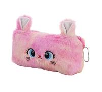 XANHOY Estuche para lápices de dibujos animados de gatos de gran capacidad, estuche de felpa para lápices, bolsa de papelería, rotulador, organizador de lápices, Color rosa, 20*10 cm