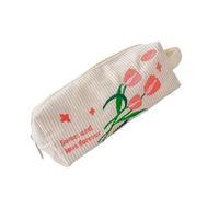 XANHOY Estuche para lápices, estuche de papelería de dibujos animados, bolsa de maquillaje, bolsa de pana, organizador de lápices, bolsas de papelería para la escuela, rosa con flores, 20*8*7 cm