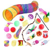XANHOY Juego completo de 22 ratones peludos para gatos, juguete masticable para mascotas, con resorte de sonajero