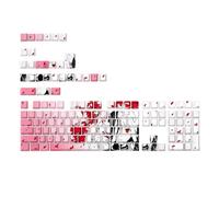 XANHOY Juego completo de teclas retroiluminadas con grabado lateral de 136 teclas, diseño de chica de dibujos animados para teclado mecánico que mejora la escritura nocturna