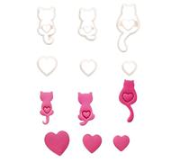 XANHOY Juego de 6 cortadores multiusos de arcilla polimérica para gatos pequeños, para el día de San Valentín, para hacer joyas para aretes y collares