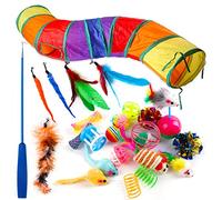 XANHOY Ratón peludo para gatos, juguete masticable para mascotas, juego de 24 varitas de ratón, resorte de sonajero