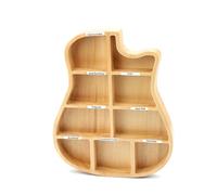 XANHOY Soporte de madera para púas de guitarra, 9 compartimentos, caja de almacenamiento con forma de guitarra, caja de accesorios para guitarra, fácil de usar, Como se muestra en las imágenes, 278 mm