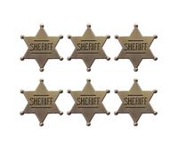 Xanight 6 pines de solapa de sheriff, vintage con mini estrella para adultos, vaqueros, accesorios de juego de policía de dibujos animados occidentales, broches de fiesta para niños, sombrero, camisa