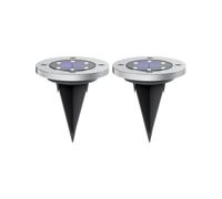Xanlite Foco Solar Exterior Juego de 2 Focos Solares Acero y Cristal LED | Juego de 2 focos solares ACERO Y CRISTAL LED IP44, Autonomía 8 h, 6500 K, para elegir con criterio según el uso previsto