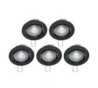 Xanlite - Lote de 5 focos empotrables LED con bombillas incluidas, 2700 K, blanco cálido, 345 lúmenes, casquillo GU10, equivalencia de 50 W, ahorro de energía, color negro