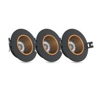Xanlite PACK3SP50RANO - Lote de 3 focos LED (GU10, 50 W, 2700 K, redondo, orientable), color negro y dorado