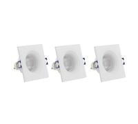 Xanlite PAK3SP50CIP44BCW - Juego de 3 focos LED, bombilla GU10 incluida, clase energética temperatura 4000 K, cuadrada, 50 W, color blanco