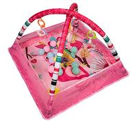 XANNI 2 en 1 Alfombra de Despertar para Bebé, Alfombra de Despertar y Juegos para Recién Nacido con Música y Luces, Arco de Juegos de Espuma, 18 Bolas Coloridas, Gran Gimnasio para Recién Nacido