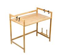 XANNI - Soporte para horno de microondas, estante de almacenamiento de bambú, organizador de almacenamiento de 2/3 niveles, antimoho, 52 x 30 x 35 cm, color de madera