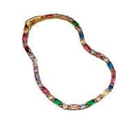 Xanorrg Accesorio De Collar Colorido Y Cuadrado Retro Único Con Conjunto Pulsera A Juego Para Trajes Mujer Collar Estilos Vintage