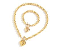 Xanorrg Amor Heart Colgante Collar Pulsera Juego De Ropa Día Joyería Accesorios Joyas Accesorio Cuentas Para La Fiesta Collar Colgante Corazón Amor