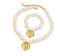 Xanorrg Amor Heart Colgante Collar Pulsera Juego De Ropa Día Joyería Accesorios Joyas Accesorio Cuentas Para La Fiesta Collar Colgante Corazón Amor