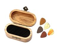 Xanorrg Caja De Almacenamiento Púas Guitarra Madera Contenedor Caja Portátil Colector con 5 Regalos para Guitarristas Estuches para Púas Guitarra Fáciles Llevar