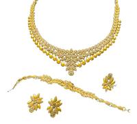 Xanorrg Colección De Joyas Con Dijes Flores En Tono Dorado Para Mujeres Y Niñas Accesorios Boda Accesorio Elegante Para Fiestas Conjunto Joyas Africana