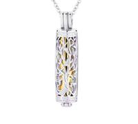 Xanorrg Collar Clásico con Contenedor De Cenizas Colgante Árbol Tallado Recuerdo Mascota Amada Almacenamiento Familiar Perdido Honrando La Memoria Collar Conmemorativo Metal Duradero