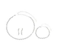 Xanorrg Conjunto De Joyería Boda Sofisticado Conjunto Joyería Nupcial Delicado Con Collar Diamantes Imitación Pulsera Y Aretes Piezas Declaración Evento Formal