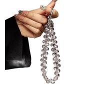 Xanorrg Elegante Llavero con Cuentas Hecho A Mano Colgante Correa De Cadena para Teléfono Móvil Cuerda Móvil Cordón Joyería Llavero