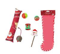 Xanorrg Juego De Juguetes Navideños para Mascotas Inteligencia Gatos Resistente A Mordeduras Seguras Momentos Juego Interactivos con Surtido Juguetes Mascotas