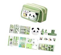 Xanorrg Lightweight Zippered Closure Canvas Pencil Bag Multi Division Cultural Model School College Workplace Stationery Carrier Cultural Panda Pencil Case Collection