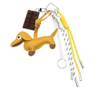 Xanorrg Llaveros De Perro Salchicha Chocolate Llavero PU Para Bolsa Decoración Trasera Pu Chocolate Perro Salchicha Precioso