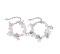 Xanorrg Pulsera De Borlas con Lazo Juguetón con Lazo Plata para Niñas Delicada Y Moderna Regalo Cumpleaños Regalos Joyería para Niñas