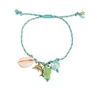 Xanorrg Pulsera De Cuerda con Cuentas Cerámica para Mujer Cordón Trenzado Ajustable con Temática Oceánica Y Dijes Joyería Playa