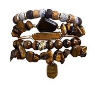 Xanorrg Pulsera Elegante Accesorio Hecho A Mano Cuentas Textura De Piedra Joyería Muñeca Adecuado para Mejorar La Fuerza Voluntad Apilamiento Colorido