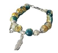 Xanorrg Pulsera Verde con Plumas Única Exquisitos Diseños Hechos A Mano para Mujeres Vanguardistas Que Buscan Un Accesorio Distintivo Pulsera Verde Plumas