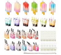 Xanorrg Resin Jewelry Crafting Set Milk Tea and Ice Cream Pendant Accessories Necklace Making Supplies Ornament For Parties Keychain Decoration
